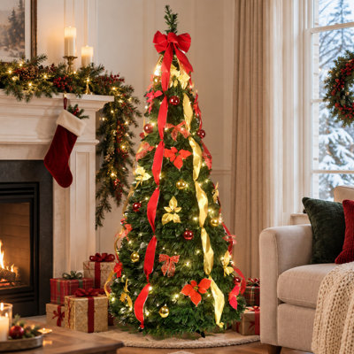 6 Ft Pre Lit Pop Up Christmas Tree with 150 Warm White Lights