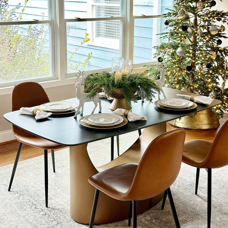 Table de salle à manger Modern, Noir, H 30 po x L 78 po x l 39 po, Bronze