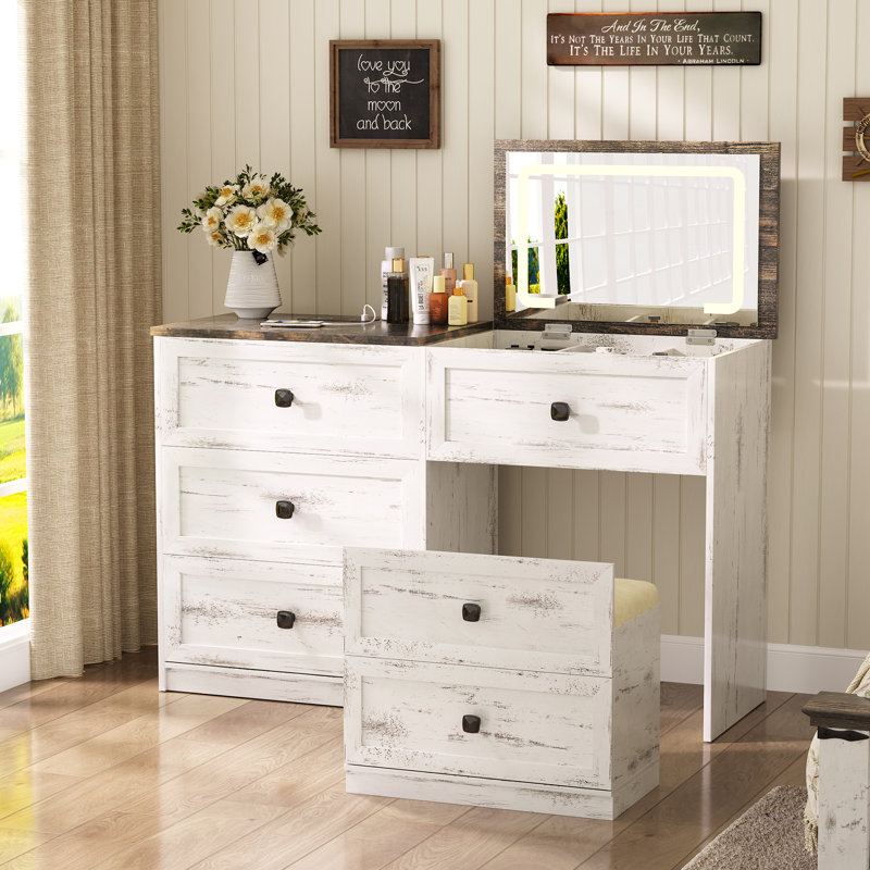 Dressing Table, White/Brown