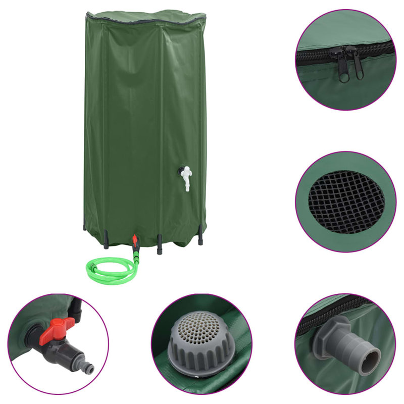 Dakota Fields Plastic Rain Barrel, 380 L, Green