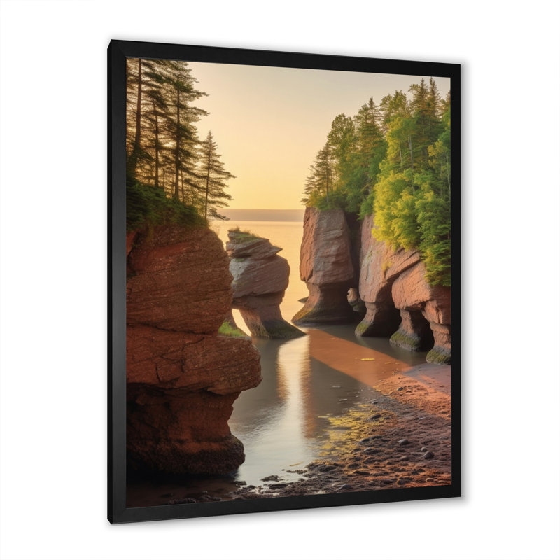 Paysage côtier du Nouveau-Brunswick I sur toile, H 20 po x l 12 po x P 1 po, Cadre photo noir