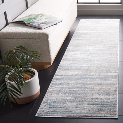 Minkley Striped Gray/Blue/Ivory Area Rug