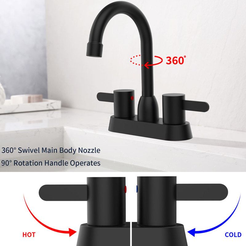Robinet de salle de bain à centre, Noir mat