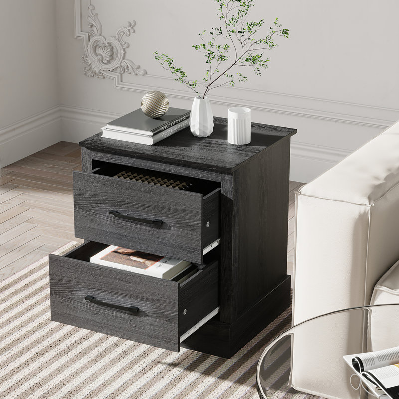 Elishua 18.5'' W Nightstand, Dark Gray Oak