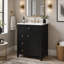 Meuble-lavabo moderne de 24 po avec lavabo en céramique, poignées en métal, porte à fermeture en douceur, support de rangement, finition de surface peinte, noir-2106431973