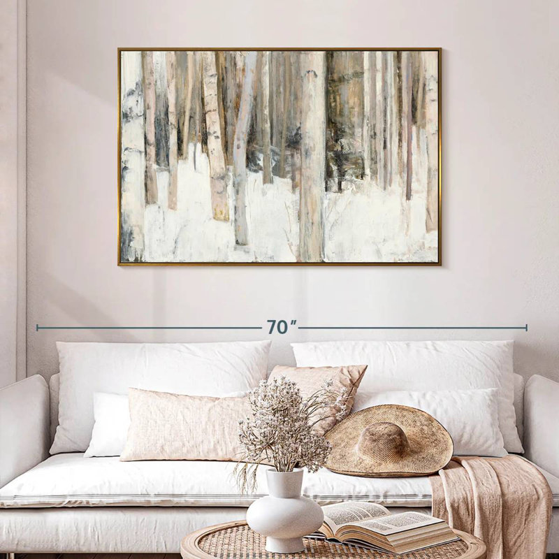 Lumière chaude d'hiver III, 46 po x 31 po, Cadre flottant doré