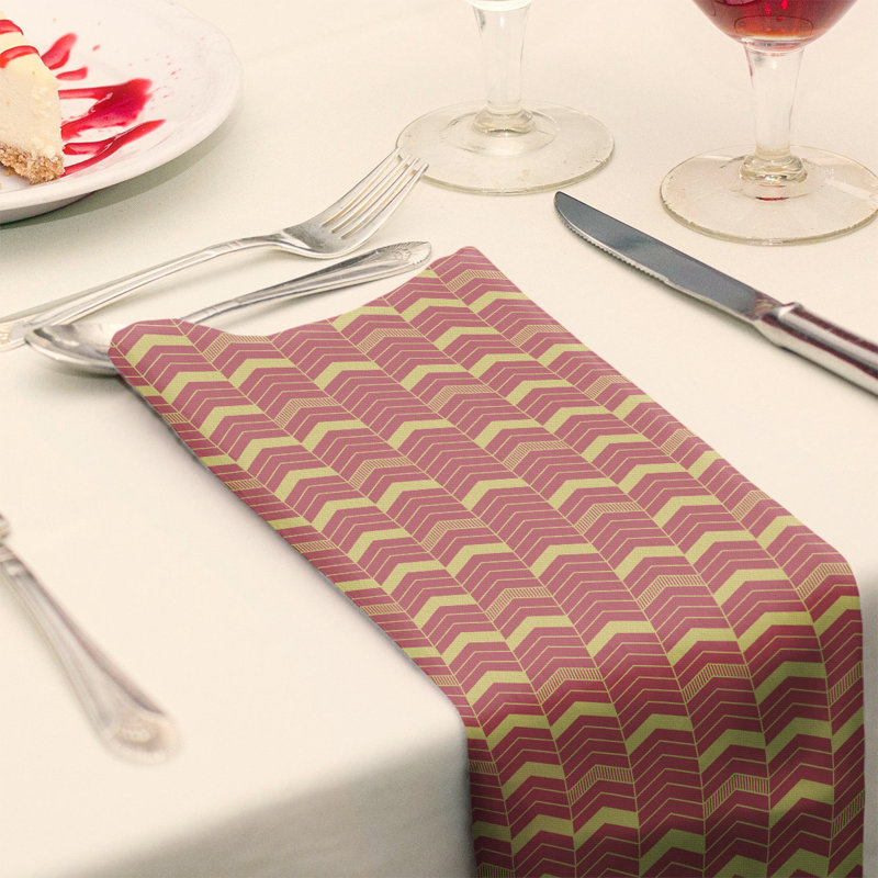 Serviette en coton bicolore lignée Stephenie, H 0,1 po x l 10 po x P 10 po, Rouge / Jaune, Polyester sergé