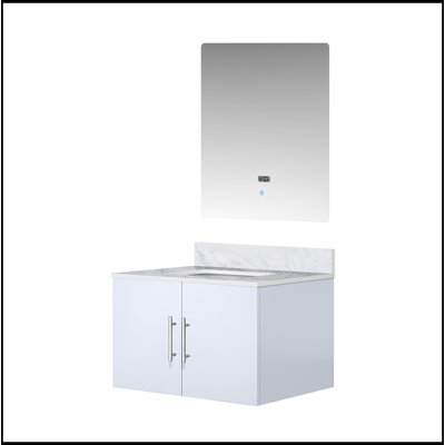 Bath Vanity 30 In. W X 22 In. D, Carrara Marble Top, Faucet Set, And 30 In. LED Mirror
