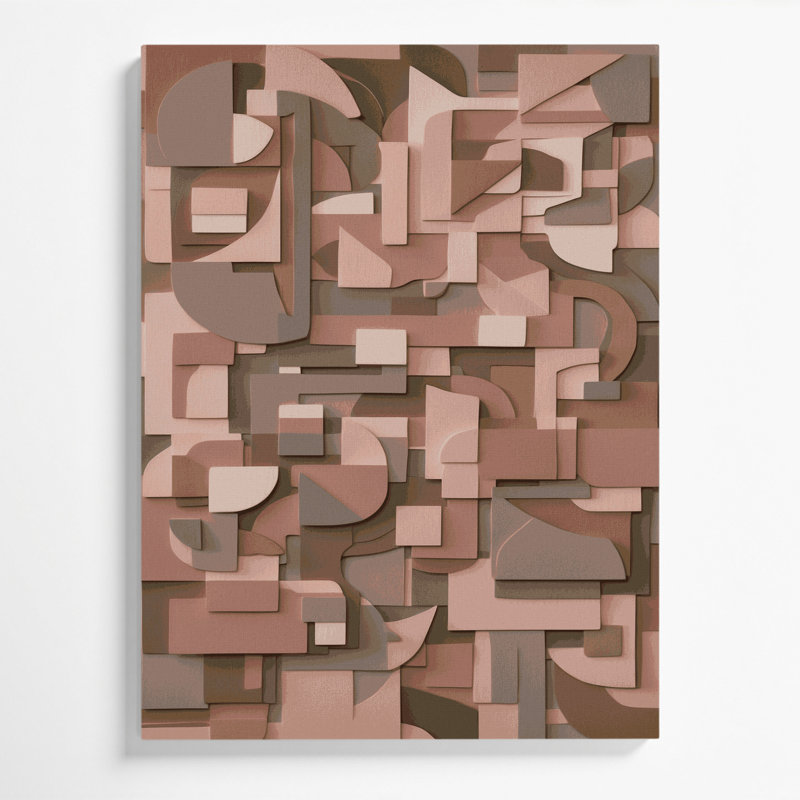 "Abstract Shapes" 82, art mural sur toile brune, H 14 po x l 11 po