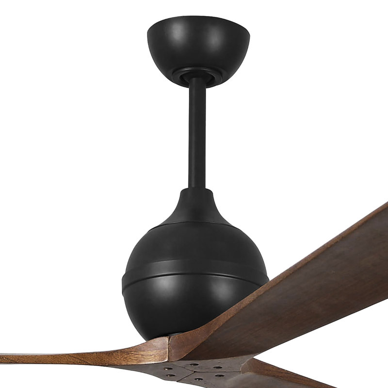 60" Irene Paddle 3 Blade Ceiling Fan, Matte Black, Walnut Tone, 60"