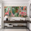 «Bright Preppy Animals» Dreamy Safari, rose, vert, animal, œuvre d'art-110789746-110789750
