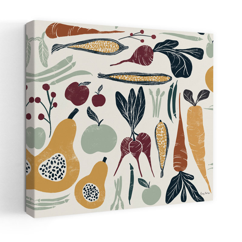 Motif de moisson contemporain avec des pommes et des pommes, H 18 po x l 18 po