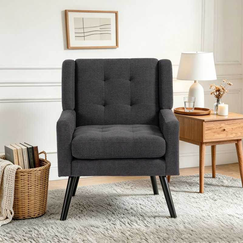Fauteuil d'appoint Bolanle, Lin gris anthracite