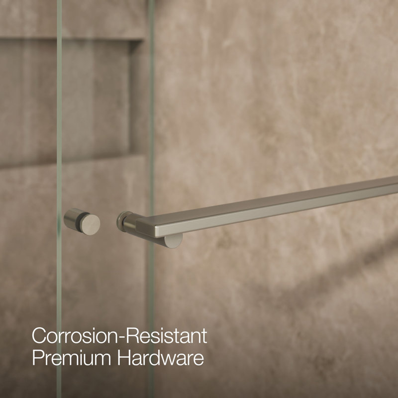 Revel 59.63'' x 76'' Double Sliding Shower Door with CleanCoat® Technology, Crystal Clear, Anodized Brushed Nickel