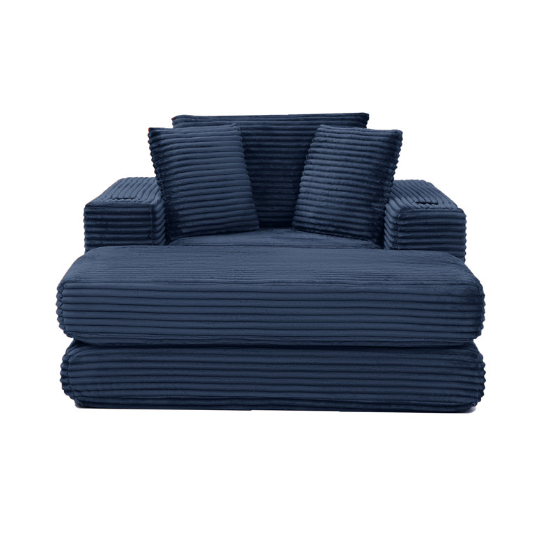 Très grand canapé-lit modulaire 3-en-1 avec confort en forme de nuage pour le salon et la chambre à coucher., Blue Corduroy