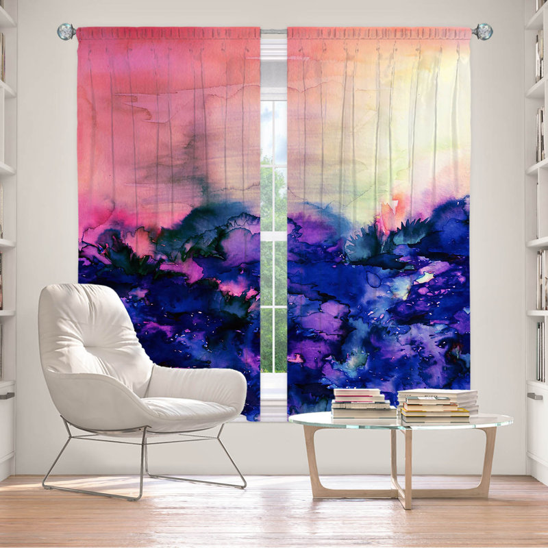 Panneau de rideau simple obscurcissant et isolant Into the Eye, Rose / indigo, L 40 po x L 82 po