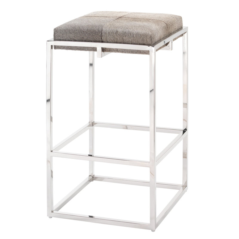 Stool, Bar Stool (33" Seat Height), Gray/Silver