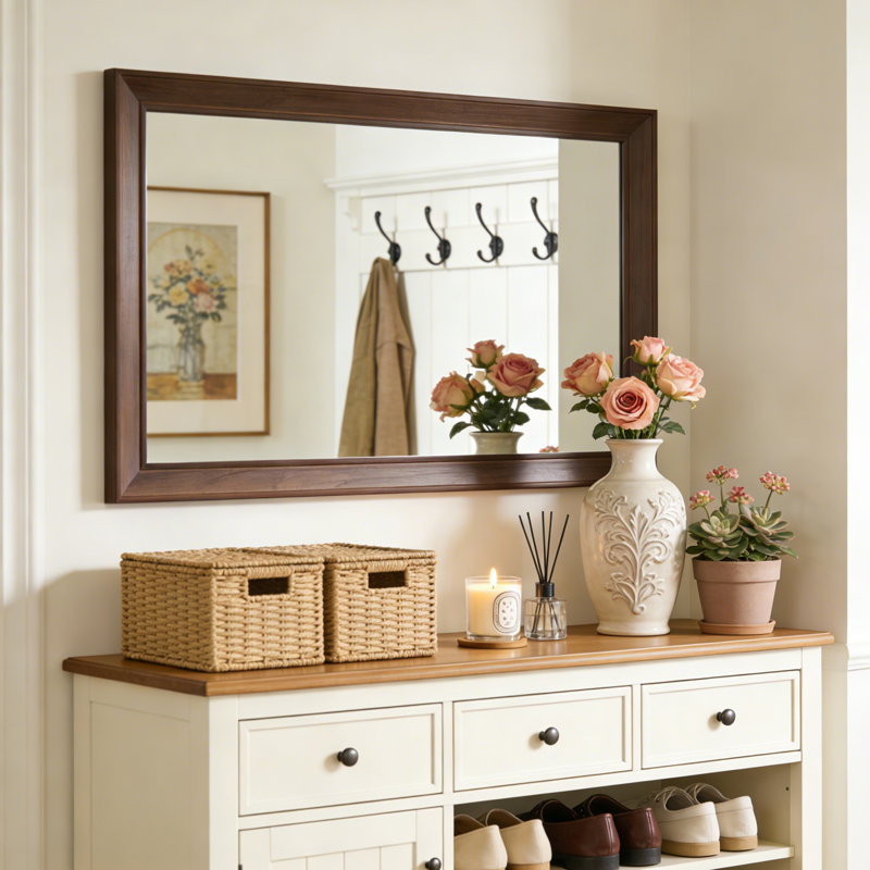 Solid Pine Wood Rectangular Wall Mirror