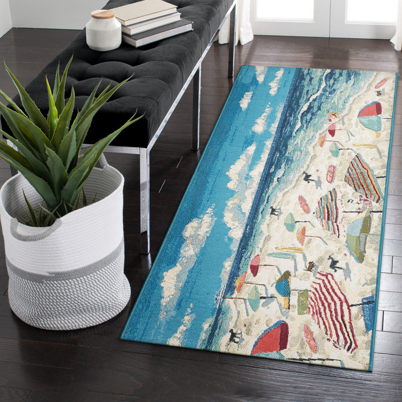 Striped Polyester Non-Skid Kitchen Mat, Runner 1'11" x 4'11"