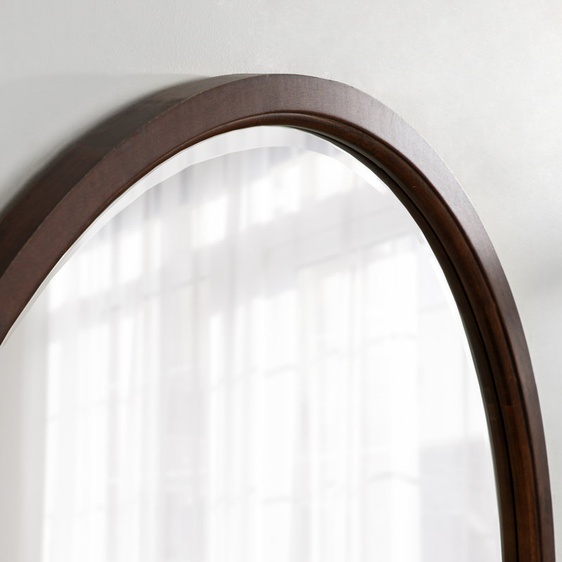 Miroir décoratif biseauté Hogan, 32 po x 32 po, Noyer brun