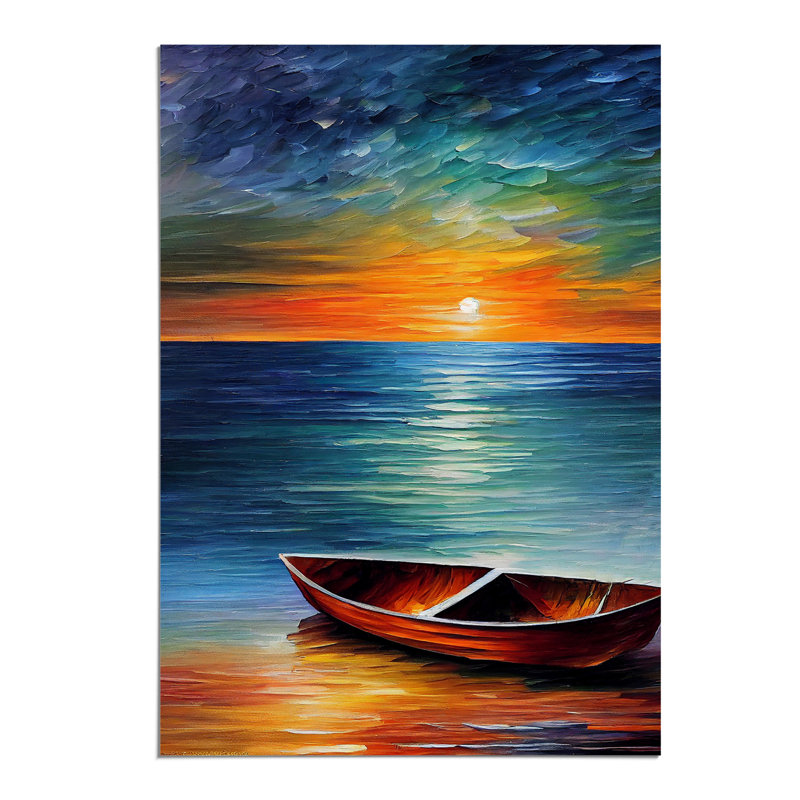 Boat at Sunset No.3 - Wall Art, 29.7cm H x 21cm W, Paper, No Matte