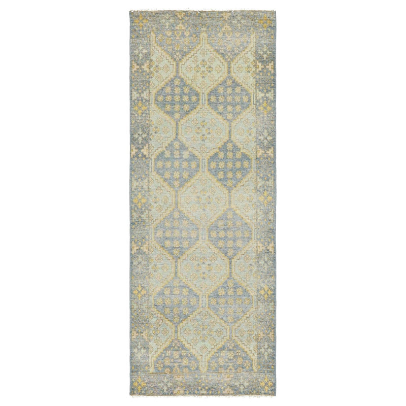 Tapis de couloir unique bleu 3 pi 2 po x 8 pi 2 po Rajasthan