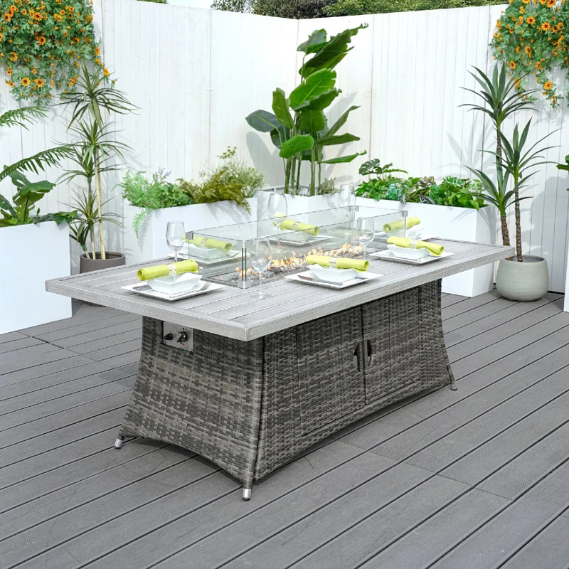 Wicker Patio Dining Set Table,