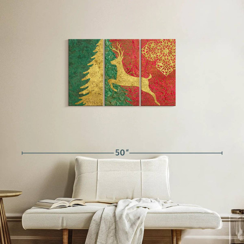 «Xmas Tree And Deer, H 20 po x l 33 po