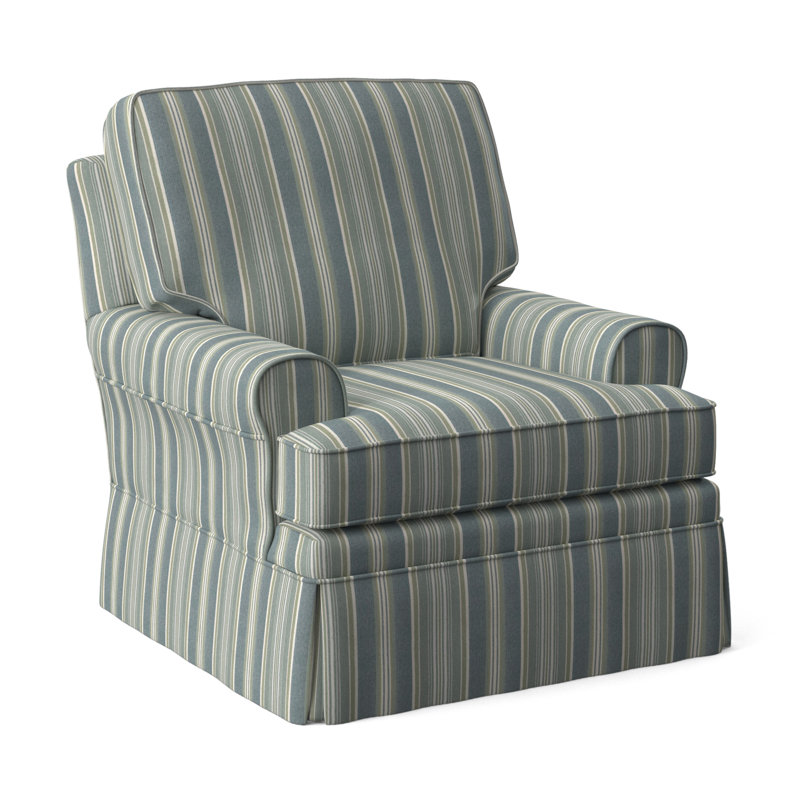 Belmont Swivel Armchair, Green and Blue Stripe; 0252-54