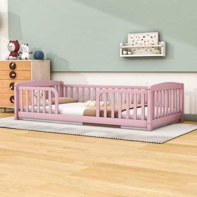 Floor Bed with Secure, Rounded Guardrails