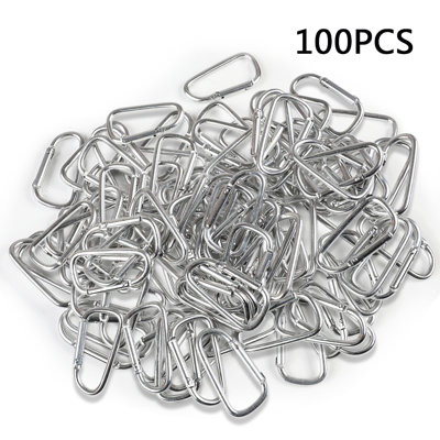 Ensemble de boucles de porte-clés en forme de D avec mousqueton 3 pouces en aluminium (lot de 100)