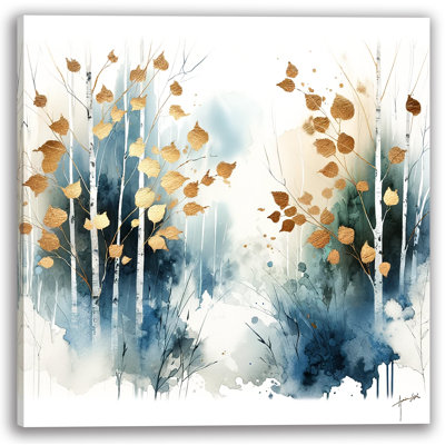 Whispers of Gold Birch Canvas Wall Art
