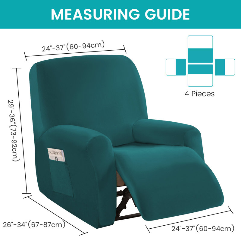 Housse pour fauteuil inclinable à coussins carrés/rectangulaires, Velours vert émeraude
