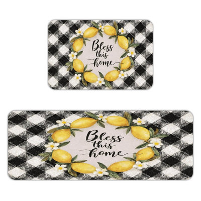 Tapis de cuisine 2 pièces «Bless this home» Lemon Wreath