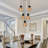 5-light Amber Chandelier Glass Chandelier Kitchen Island Lighting