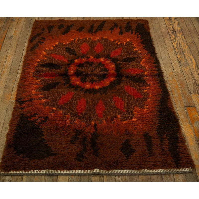 Tapis brun en laine des années 1950