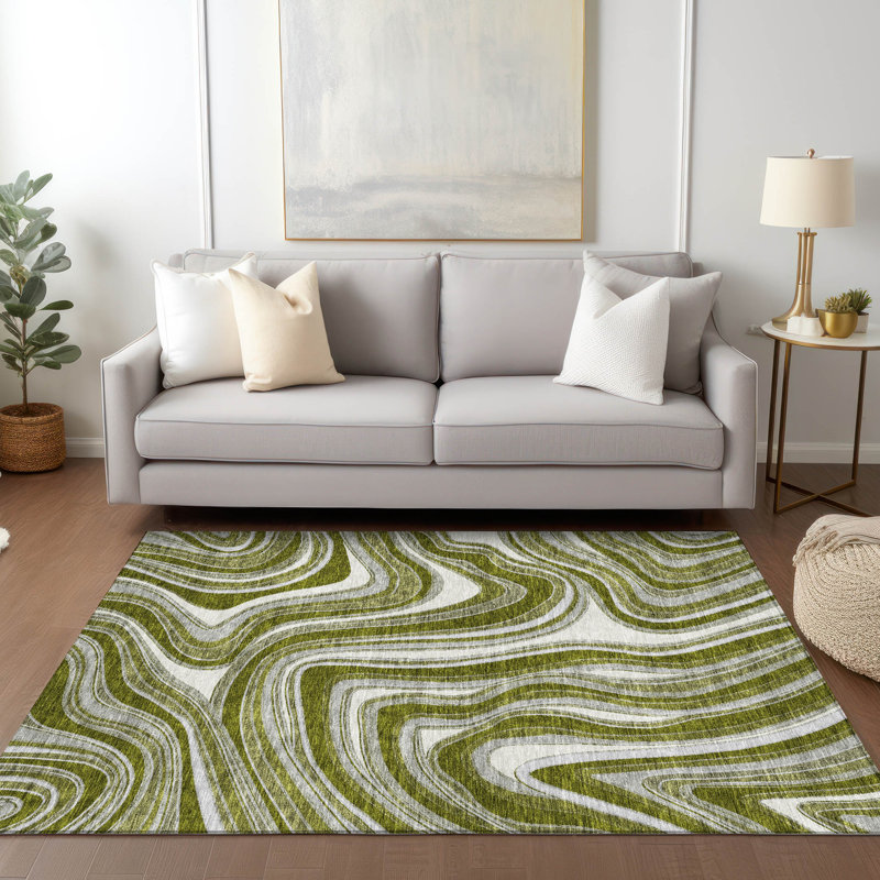 Lamanna Washable Abstract Indoor / Outdoor Rug, Rectangle 10' x 14'