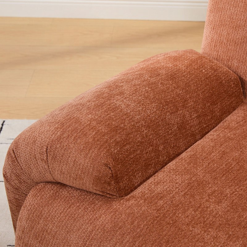 Fauteuil d'appoint surdimensionné en chenille avec siège profond, aucun assemblage requis, Chenille orange