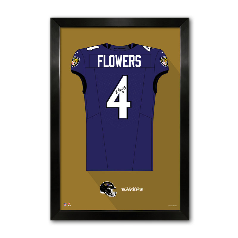 Impression encadrée du maillot des Ravens de Baltimore (NFL-PA) Zay Flowers 4 blanc 27" x 39", NFL Baltimore Ravens White