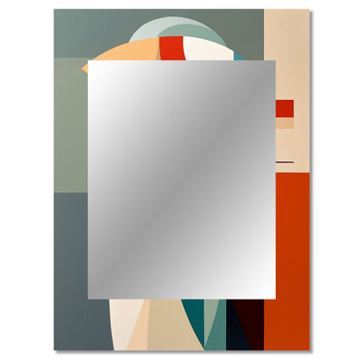 Female Art Deco Portrait IV - Woman Pop Art Large Wall Mirror, White Decorative Mirror, Printed Metal Art
