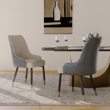 Hurless Modern Faux Leather Dining Chair, Solid Wood Legs, Density Sponge Pre-Assembly