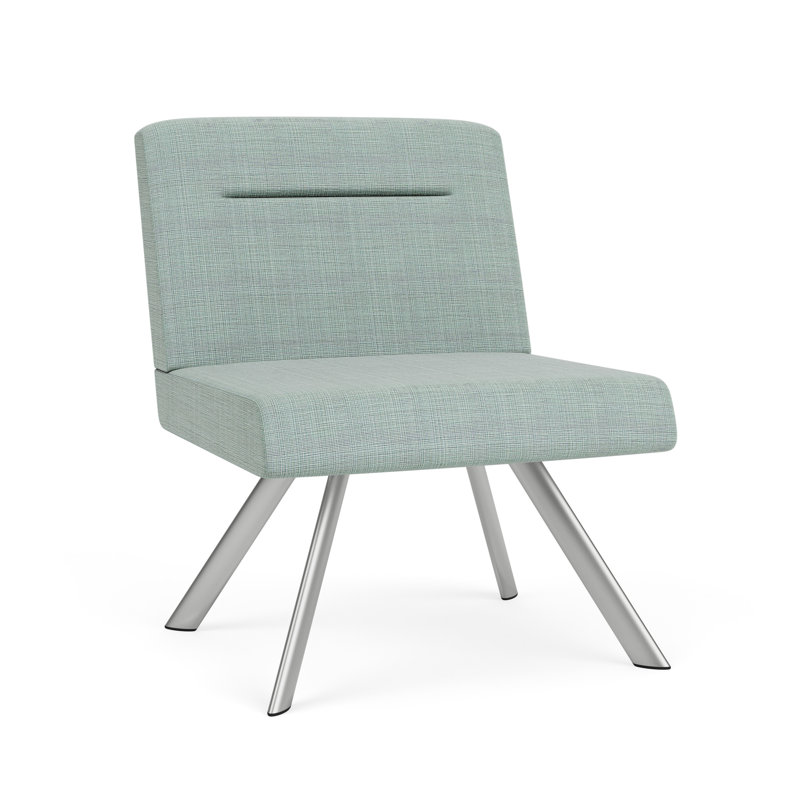 Fauteuil bistro avec accoudoirs Willow, Argent argent, Chambray écume de mer