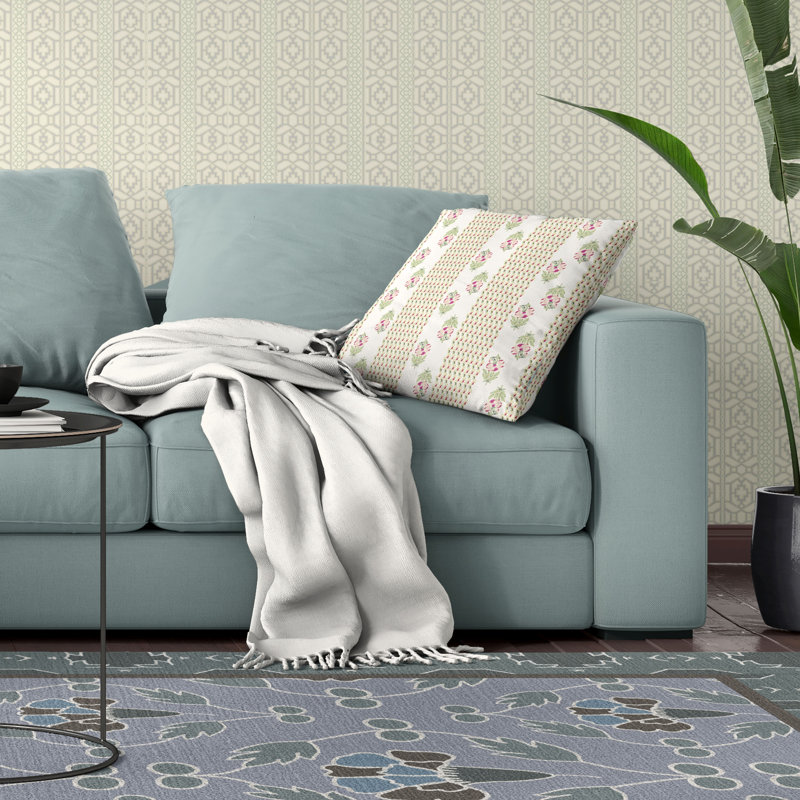 Coussin Anemone Artistry, H 26 po x l 26 po, Blanc / vert