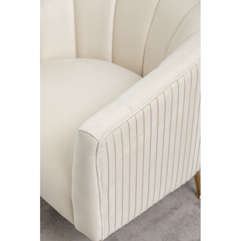 Ensemble de salon en velours 3 pièces Marecz, Beige