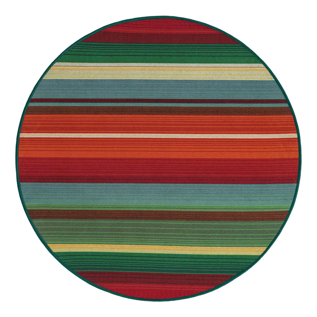 Meliton Striped Indoor / Outdoor Area Rug in Red/Green/Blue/Orange Wade Logan® Rug 