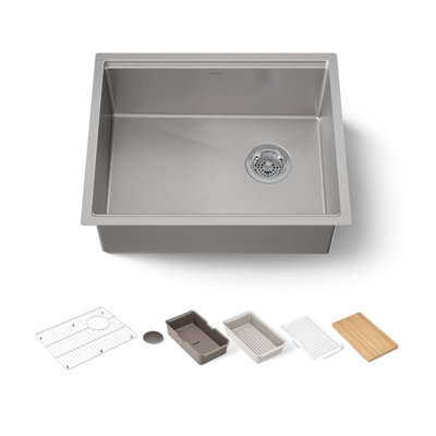 Strive® 23 po Évier de cuisine encastré à simple cuve avec station de travail