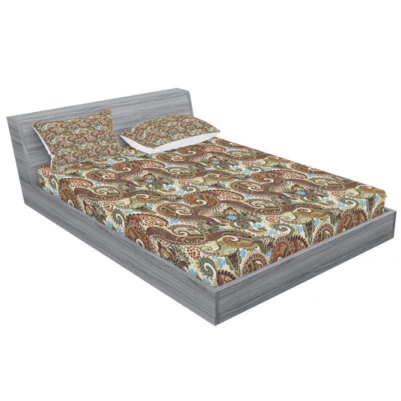 Microfiber Paisley Sheet Set, Full Sheet Set with Fitted Sheet