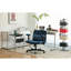 Fauteuil de bureau bleu moderne avec base en aluminium croisée, roulettes et pivotant sur 360 degrés, velours doux, siège rembourré en mousse à mémoire de forme, mécanisme d'inclinaison, revêtement en lin luxueux, siège rembourré-1268378422