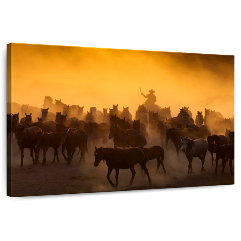Lelar Herding Horses, 8" H x 12" W