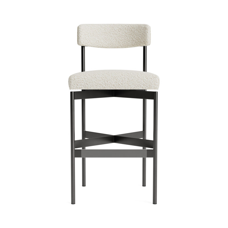 Remy Bar Stool, Berber - Cream, Pewter, Bar Stool (31” Seat Height)